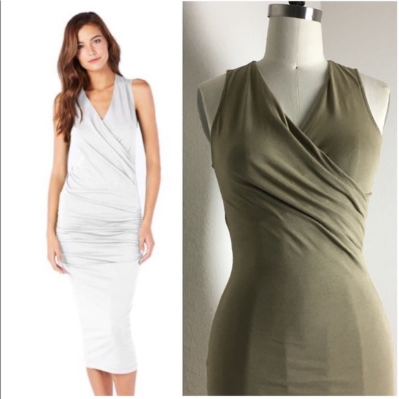 🇺🇸 MICHAEL STARS WRAP V NECK JERSEY DRESS F531-4 - Picture 2 of 8